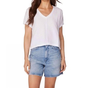 Women's Boxy Crop V Neck Top - bobi - 1 of 3