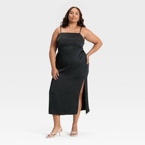 Women's Column Slip Dress - A New Day™ Black - 1 of 3