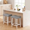 Counter Height Bar Stools Set of 2,PU Leather Barstools with Heavy Duty Metal Legs, Thick Saddle Seats Breakfast Stools - 2 of 4