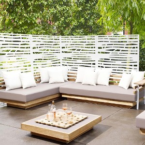 Dovelina Metal Outdoor Privacy Screen Freestanding Garden Privacy Screen - 72"x47", White, Jungle - 1 of 4