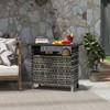 Outsunny Wicker Outdoor Storage Cabinet, Rattan Outdoor Towel Storage Unit with Two Doors, Shelf, Metal Top for Pool, Garden, Porch - 2 of 4