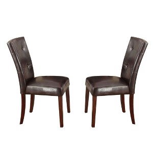 Simple Relax Set of 2 PU Side Chairs in Espresso and Walnut - 1 of 4
