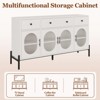 62" Large Sideboard Buffet Cabinet with Storage and 3 Drawers, Buffet Table Coffee Bar Storage Cabinet with 4 Glass Doors for Dining Room, Kitchen - 4 of 4