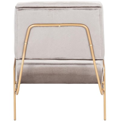 Romilly 32" Slipper Accent Chair in Gray Velvet and Gold Metal