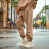 Dalix Alien Embroidery Relaxed Sweatsuit Set Crewneck Jogger Soft Fleece Relaxed Fit Lounge Mens in Camel L Large - 4 of 4