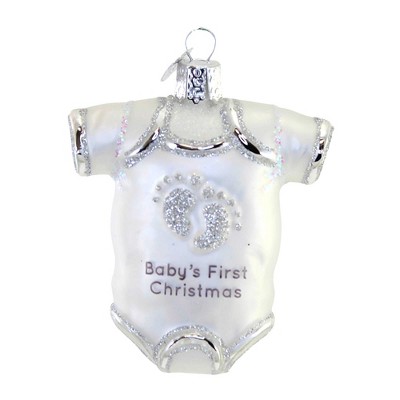 Old World Christmas 3.25 In Baby Onesie White Ornament Baby's  First Tree Ornaments