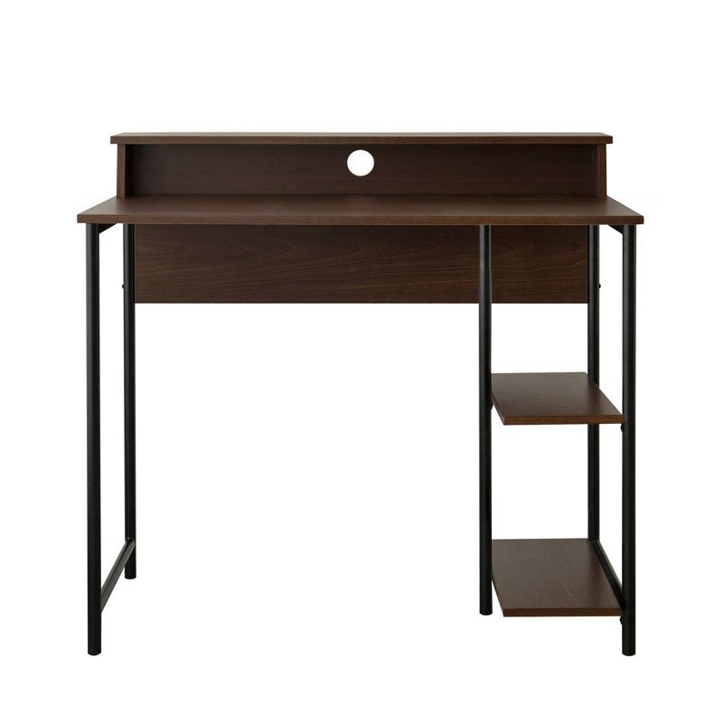 35&#34; Wooden Home Office Computer Desk with Metal Base and Storage Natural/Black - Teamson Home, 4 of 11