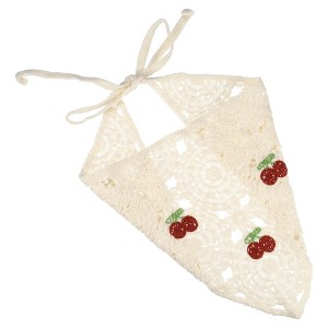 Unique Bargains Women's Fashion Cherry Hollow Triangle Headwrap 21.26"x10.24" Beige 1 Pc - 1 of 4