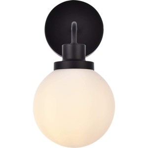 Elegant Lighting Hanson 1 light bath sconce in black with frosted shade - 1 of 4