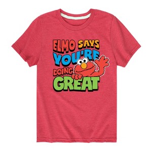 Boys' - Sesame Street - Elmo Says Youre Doing Great Short Sleeve Graphic T-Shirt - 1 of 4