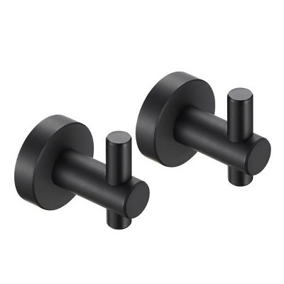 Munora Round Base Wall Hanging Hook, Matte Black Space Aluminum Hardware 2-Pack