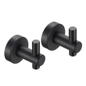 Munora Round Base Wall Hanging Hook, Matte Black Space Aluminum Hardware 2-Pack - 1 of 4