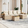 vidaXL 6 Piece Patio Sofa Set with Cushions Beige Poly Rattan - Beige and Cream With Table - 2 of 4