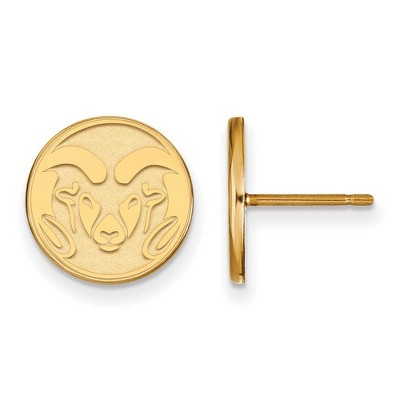 Black Bow Jewelry 10k Yellow Gold Colorado State Rams NCAA Post Earrings