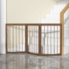 Costway 30” Tall Pet Gate Wooden Dog Fence w/180° Rotation 3-Panel Room Divider Barrier for Doorway Hallway Stairs Brown - 4 of 4