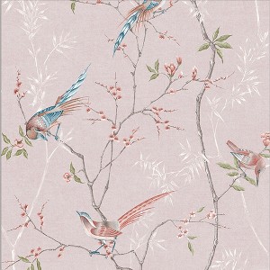 Tori Blossom Pink Tropical Birds Paste the Wall Wallpaper - 1 of 4