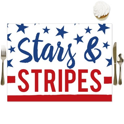 Big Dot of Happiness Stars & Stripes - Party Table Decorations - Memorial Day, 4th of July and Labor Day Patriotic Party Placemats - Set of 16