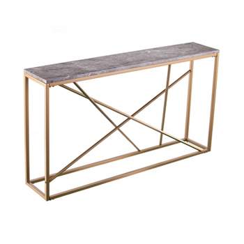 Arendale Faux Marble Skinny Console Table Gray/Gold - Aiden Lane