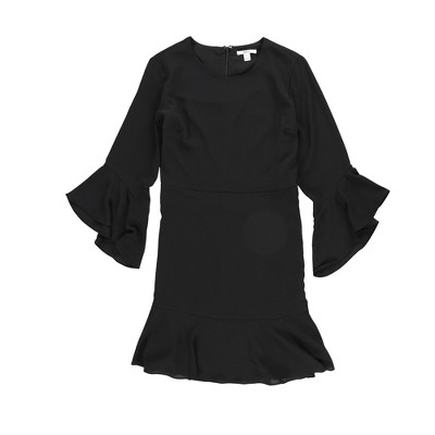 bar III Womens Solid Ruffled Dress, Black, 4