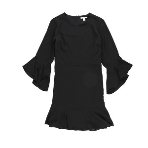bar III Womens Solid Ruffled Dress, Black, 4 - 1 of 2