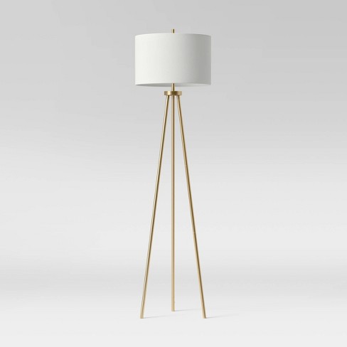 Ellis Tripod Floor Lamp Brass White, White And Gold Floor Lamp