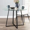 36'' Hana Glass Top Modern Round Dining Table Pedestal Black Leg-Maison Boucle - 2 of 4