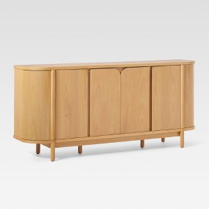 Saracina Home Modern 70" Solid Wood Curved Sideboard Cabinet - 1 of 4