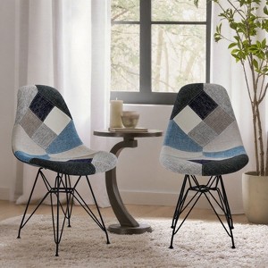 Christopher Knight Home Filmore Boho Fabric Patchwork Accent Chair with Chrome Legs (Set of 2) - 1 of 4