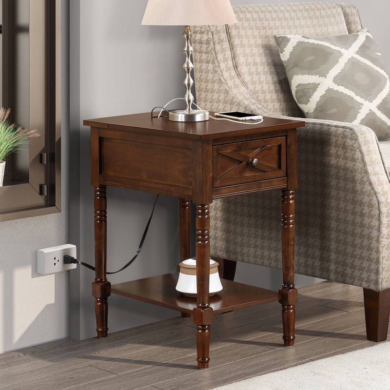 Country Oxford End Table with Charging Station - Johar Furniture, 3 of 15