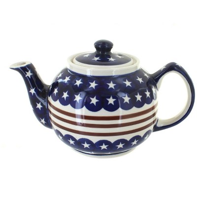 Blue Rose Polish Pottery Stars & Stripes Medium Teapot
