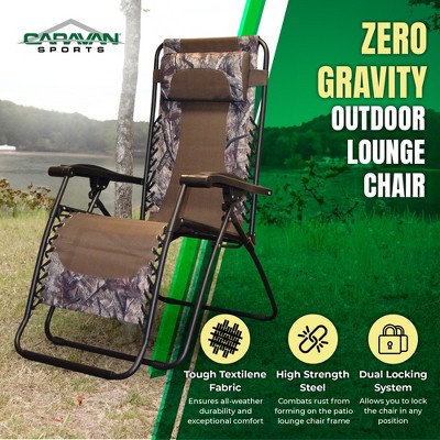 Camouflage Zero Gravity Steel Frame Outdoor Lounger with Armrests