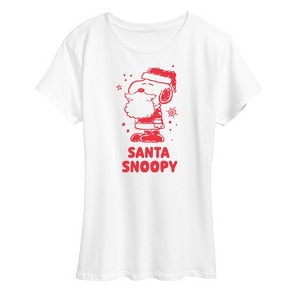 Women's - Peanuts - Christmas Santa Snoopy Short Sleeve Graphic T-Shirt - 1 of 4