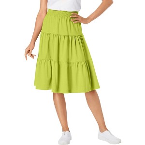 Woman Within Elastic-Waist Knit Tiered Skirt - 1 of 4