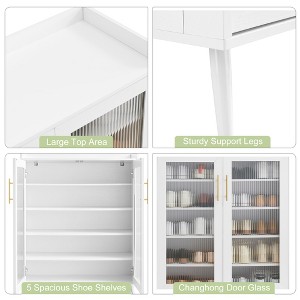 5-Tier Shoe Cabinet with Glass Doors, Entryway Shoe Organizer with Adjustable Shelves, - 1 of 4