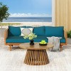 2 Piece Acacia Wood Garden Furniture Set,3 Seater Outdoor Garden Daybed Sofa with Coffee Table and Cushions,Wood Patio Lounge Set-Coolbibila - 2 of 4