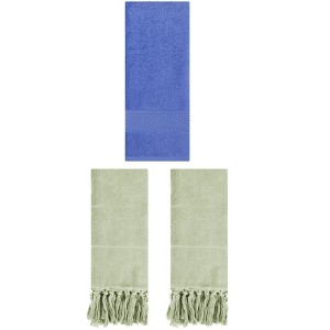 REGALWOVEN 3 Packs Solid Textured and Tassels Soft Absorbent Bathroom Hand Towel for Home Decor - 1 of 4