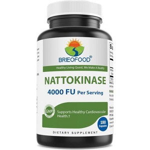 Brieofood Nattokinase 4000 FU (Fibrinolytic Unit) per Serving - 180 Capsules - Circulatory Health Support - 1 of 4