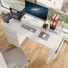 47'' Office Desk, Computer Desk with Hutch & Storage Drawers, Power Outlets, Side Pockets, Modern Reversible Study Writing Desk Workstation White - 3 of 4