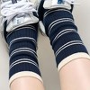 Anna-Kaci Women's Minimalist Stripe Crew Socks 3-Pack Ribbed and Patterned Design in Neutral Tones - 4 of 4