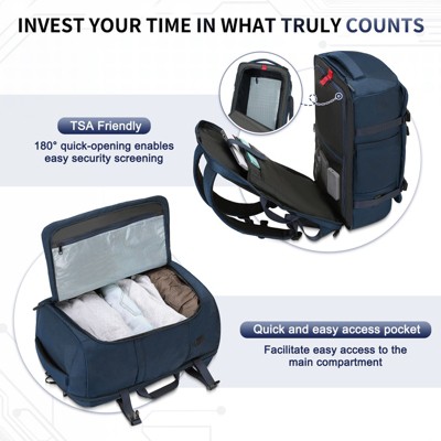 Unique Bargains TSA Friendly Flight Approved Carry on Backpack Travel Backpack 40L Blue — фото 5