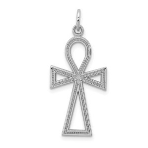 Black Bow Jewelry 14k Yellow or White Gold Textured Ankh Cross Pendant, 14 x 37mm - 1 of 4