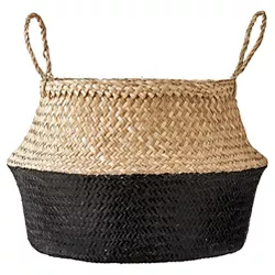Seagrass Basket with Handles 11.5" x 19" Natural/Black - 3R Studios