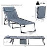 Padded Folding Chaise Lounge Chair, Outdoor 6-Level Reclining Camping Tanning Chair with Headrest for Beach, Patio, Pool - 3 of 4