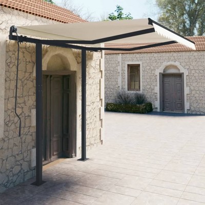 VidaXL Awning Post Set White 118.1 in.x96.5 in. Iron