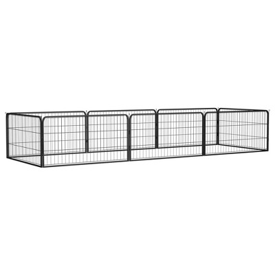VidaXL 8-Panel Dog Playpen Black 39.4 in.x19.7 in. Powder-coated Steel