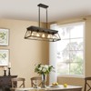 VYNXARIA 32" Black and White Industrial 5-Light Pendant Chandelier,Modern Metal Cage Design (No Bulbs) - 2 of 4