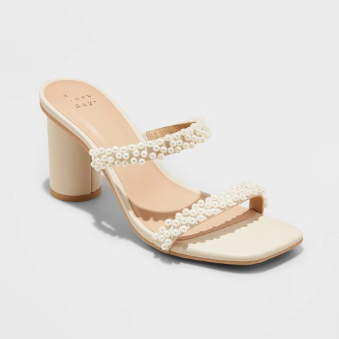 Women's Audra Mule Heels - A New Day™ Cream 5