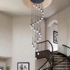 BAOURE Modern Black Crystal Chandelier for High Ceiling, 16 Light 19.7in Raindrop Crystal Chandeliers Dimmable LED Pendant Light for Staircase Foyer - 4 of 4