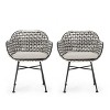 GDFStudio Hardaway Outdoor Wicker and Iron Dining Chairs with Cushion (Set of 2) - 2 of 4