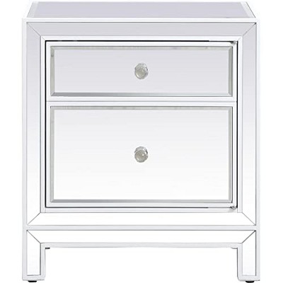 Elegant Lighting 21 inch mirrored nightstand in white